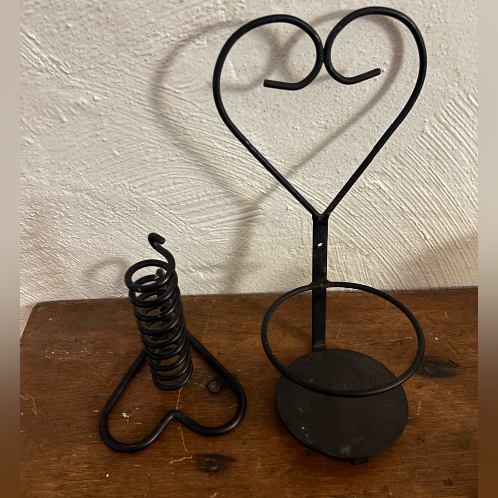 Farmhouse Iron Heart Candle Holders
